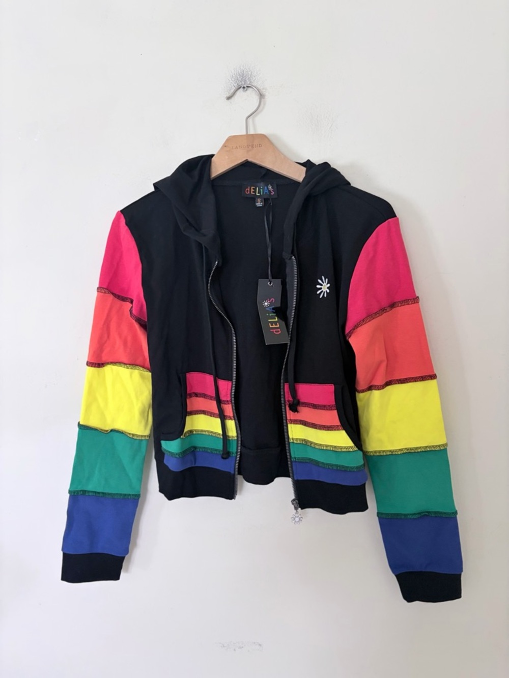 NWT DELIA*S BY DOLLS KILL 90S MODE ZIP-UP THERMAL HOODIE S